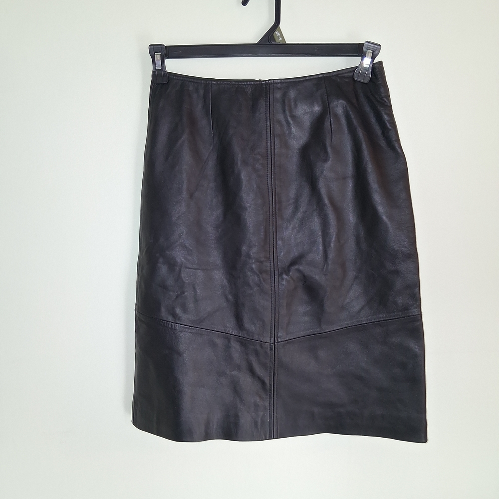 *SOLD*Black Genuine Leather Pencil Skirt